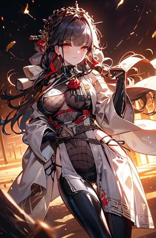 ((in a desert:1.5)), a matured woman with long hair and a white outfit, (resting in oasis:1.2), artwork in the style of guweiz, bodyesbian, fine details. girls frontline, beautiful anime illustration, from girls frontline, stunning, 21 years old, (solo:1.5), (sfw:1.25), beautiful breast, medium breasts, Amazing Cleavage, thin waist, big ass, Raised sexy, (dark mahogany medium long hair, updo, hair over one eye, asymmetric hair, Carly hair, low tied),(Headscarfs, hair bands, head vandage, Turban), (ultra high resolution, 8K RAW photo, photo realistics, weak outline:1.3, clear focus), best qualtiy, natural lighting, field depth, (Bright pupils, detailed beautiful eyes, high detailed face), Red lip, looking at viewers, (tight focus:1.2, from below), sexy posing, seductive weak smiling, center image, (wearing white long jacket and clothes, wearing short pants, gold ornaments, white clothes rolling around waist, camel-brown long leather boots, translucent lace pantyhose), ((correct anatomy:1.5)), ((outdoor:1.2)),
