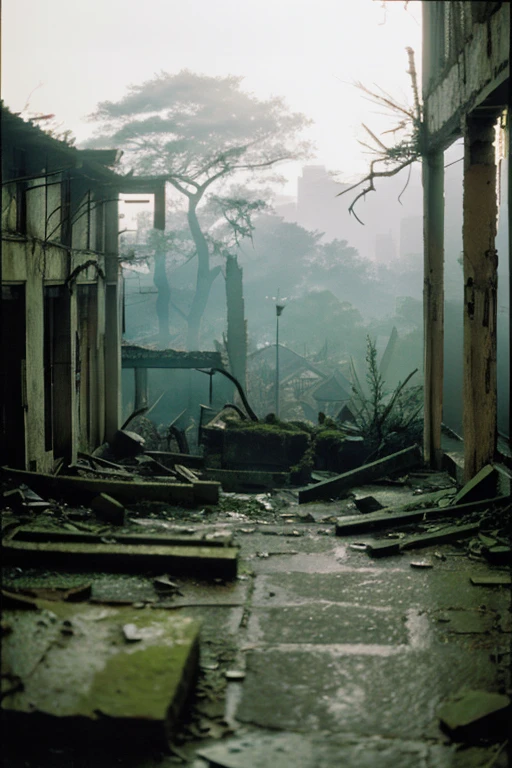 City,moss,Collapse,Devastation,Inside the ruins is narrow,Showa,Glasses,Women,adventure,Black and White,