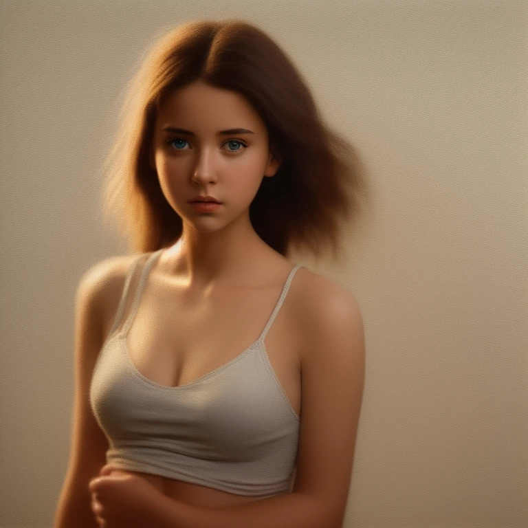 by Alex Hirsch, by Martin Deschambault, by Charlie Bowater, cute fit 18 year old woman, digital oil pastel on canvasof a cinematic photo