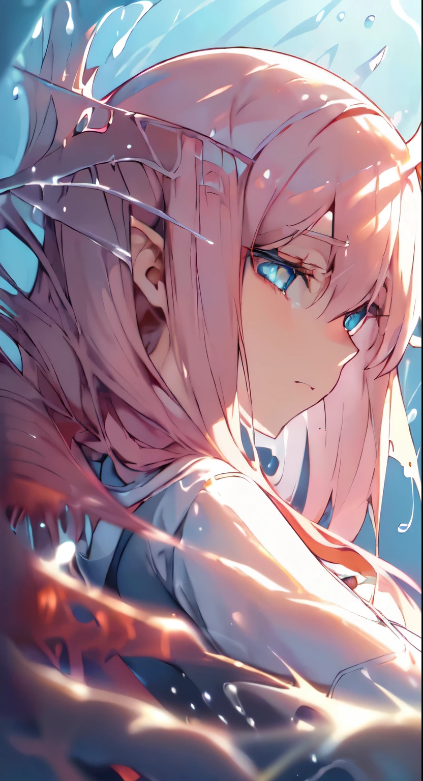 (2D Animation Style: 1.4), (Japanese animation: 1.9), HD, (golden lighting: 1, 4), White skin, Full Image Light, horns, (Ясные eyes), White Sunlight, HAIR Glowing, (((Falling raindrops))), (Expensive in francs\), Expensive in francs, 1 girl, bang, shadows, Danphoenix eyes, small eyes, long hAIR, I look at the audience, closing eyes, (((Whole body))), Squatting, green_ eyes, water, simple_background, AIR_bubble, (lighting: 1.3), Sun на лице, pomade, draw up, pink hAIR, красные shadows для век, Close_face up, girly, thick skin, One, n-twist, Peace of mind, (18 years), (Rich details), (twist: 1.4), hAIR full of light to white, white background, (horizontal shoot: 1.3), front side, From top to bottom, Close-up, (hips), (green eyes), top edge, light particles, lighting on face and pink hAIR, horn of the dragon, hAIR band, Strong light, Soft skin, gentle light, long eyelashes, thin eyebrows, gentle face, long face, long face, (Upper half of face: 2), , (Underwater: 1.5), (diving: 1.2), ☺️☺️☺️☺️☺️☺️☺️☺️☺️ Sunlight, blue sky, Sun, waves, (water surface)