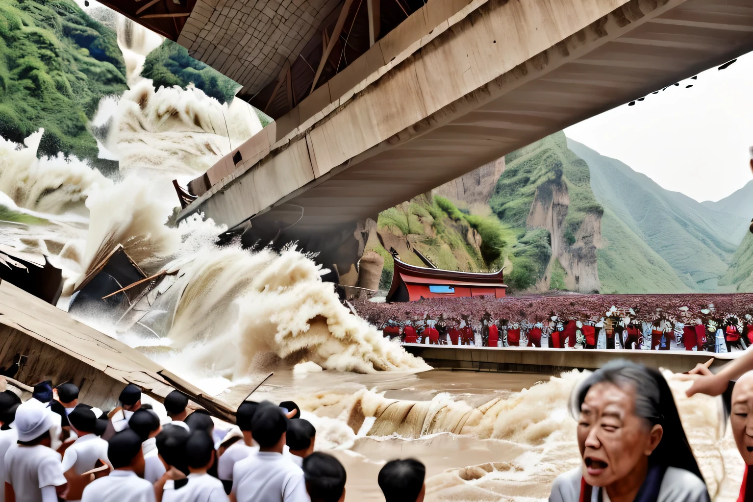a dam breaks in china generating flood chaos