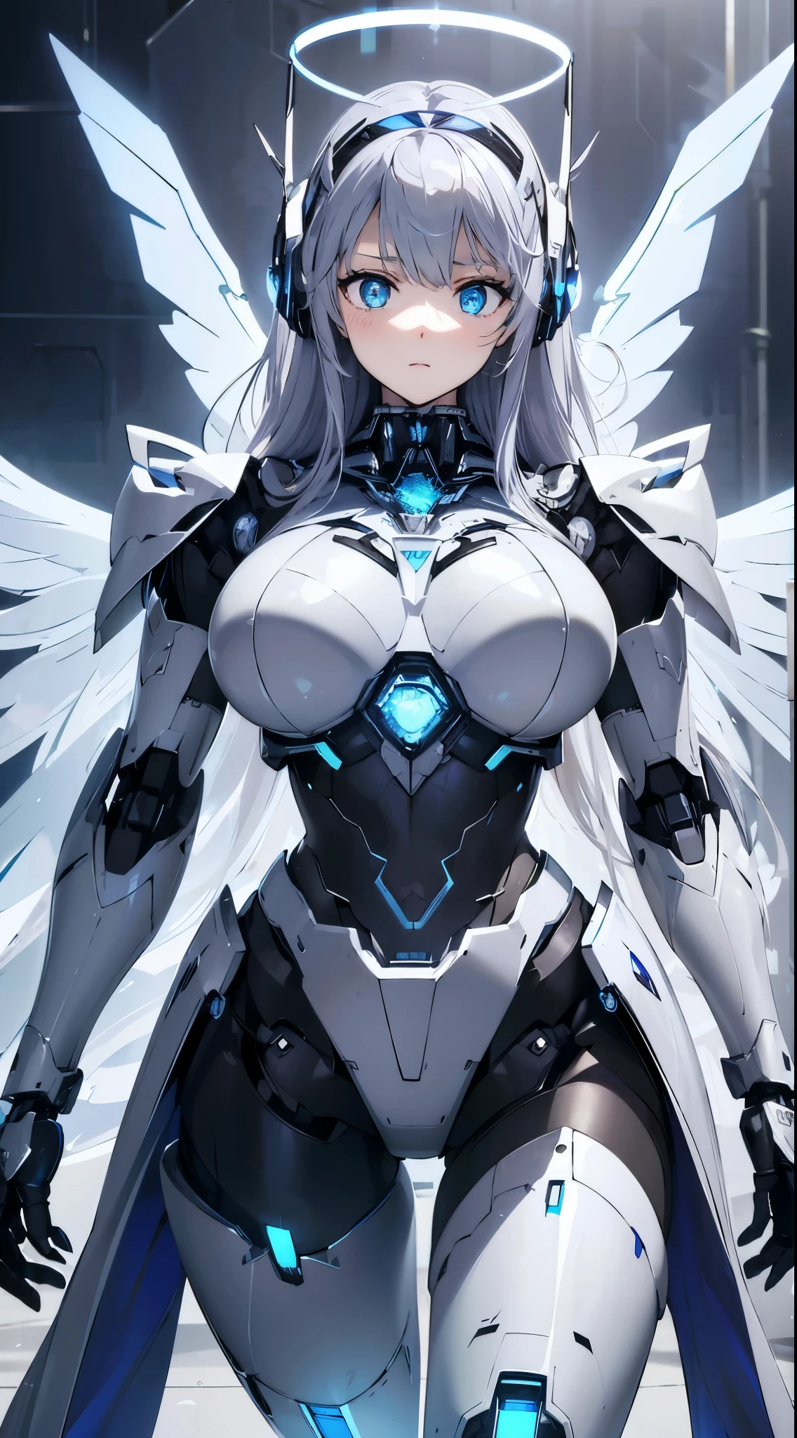 worried、Blue shining mechanical eyes