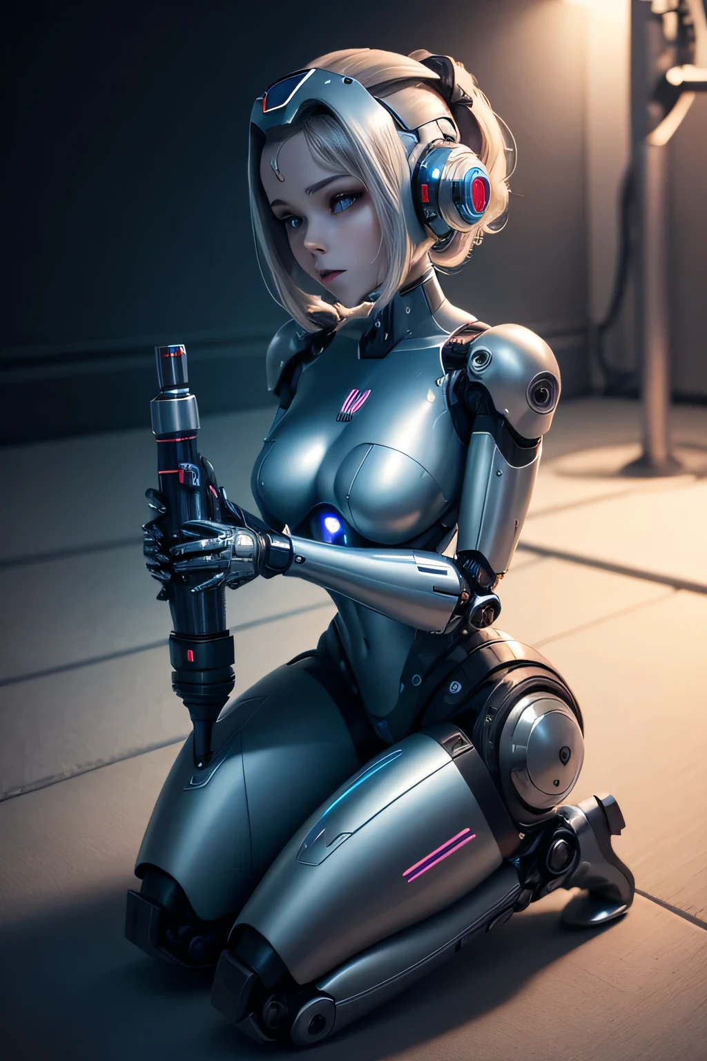 A naked sexy female robot