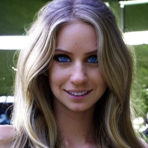 "Generate a high-definition, photorealistic image of a single young woman's entire head, ensuring the full scope of her forehead and blonde, wavy hair are included. The facial features, especially the striking blue eyes, should be rendered with sharp detail and clarity to prevent blurriness. The entire face and hair must be visible with high fidelity, reflecting intricate details and natural textures. Aspect ratio: 3:4. The image should be free of any compression artifacts, with a resolution that ensures even the finest details are crisp and clear."
