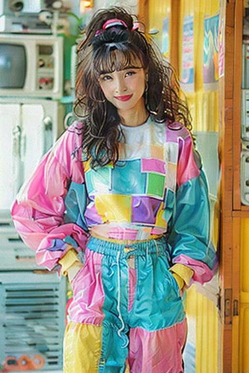 80sDBN style,1girl,dress,smile