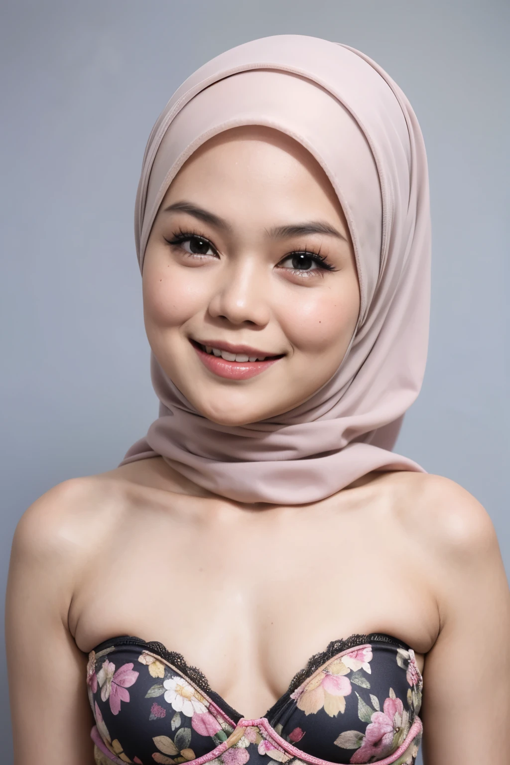 ((happy smile)), Naked singlet (((HIJAB MALAY GIRL))), masutepiece, High quality, UHD 32K, Realistic face, Realistic skin feeling , A Japanese Lady, 8 years old, , Very cute and baby-like face, (((FLAT CHEST))), (MATRIX WORLD), ((look In front  at the camera and SADNESS)), ((())), (((CUTE GIRL))), (YELLOW LIPS)), ((CHUBBY)), (???????, strapless Colourful bra, (floral pattern),