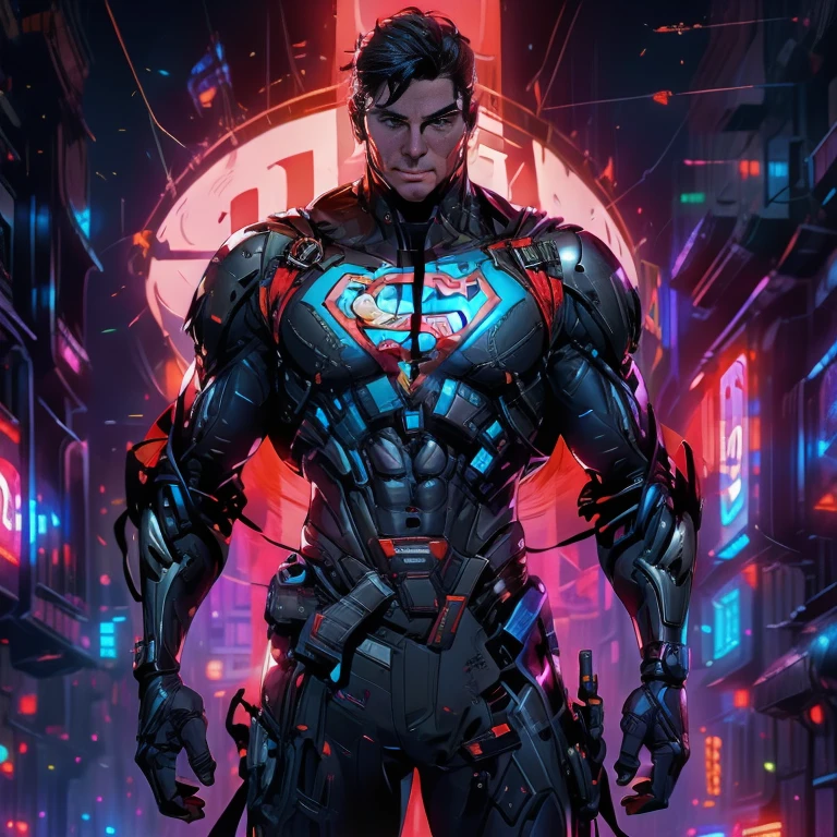 Muscle Special superman voando, Doomsday colors, Red light, Futuristic, 1/3, High detail, Ultra high quality, illusory engine, 8K,