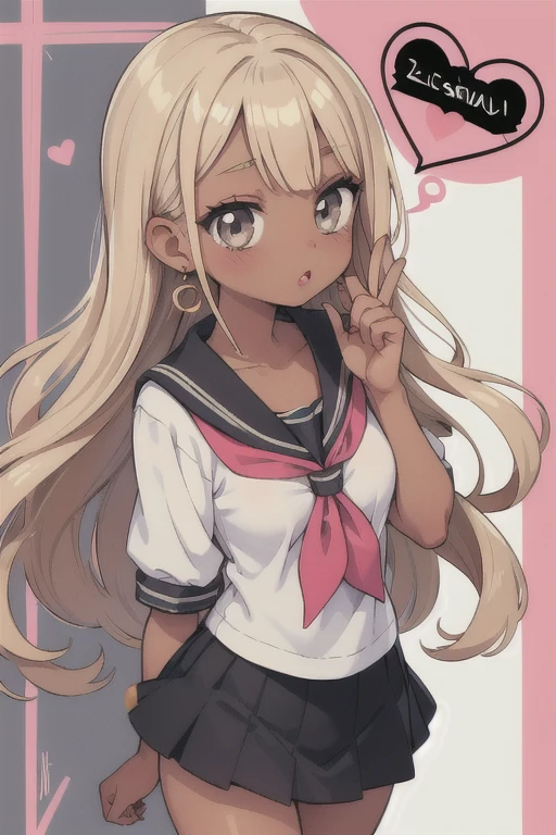 (masterpiece, best quality), 1girl, nude, Miss, Tall, Fit, Square Face, Dark Skin, blonde Hair, grey Eyes, Straight Nose, Thin Lips, Receding Chin, Long Hair, Wavy Hair, full breasts, earrings, lipstick, gyaru, gyaru loose school clothes,