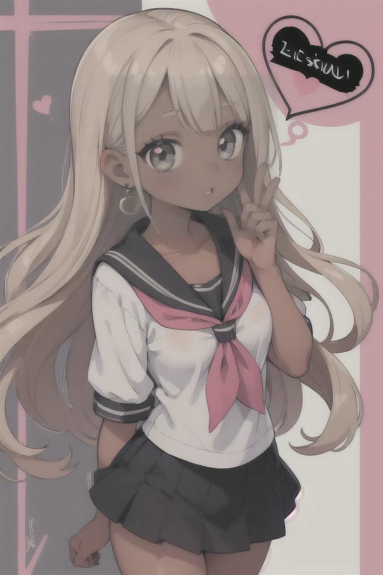 (masterpiece, best quality), 1girl, nude, Miss, Tall, Fit, Square Face, Dark Skin, blonde Hair, grey Eyes, Straight Nose, Thin Lips, Receding Chin, Long Hair, Wavy Hair, full breasts, earrings, lipstick, gyaru, gyaru loose school clothes,