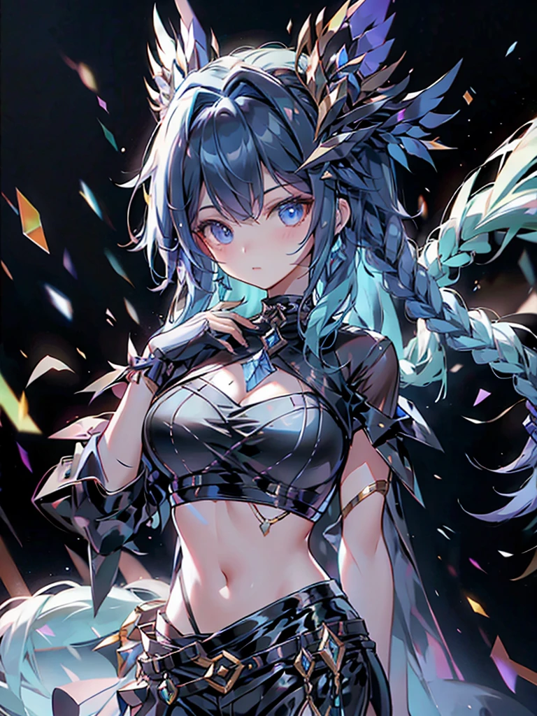 17-year-old girl、wearing a black elegant hat、Rune background、black magician、Wearing a black robe、mesmerize、cute woman、Elegant hairstyle、indigo hair color、Slightly shorter hair、blue eyes、look at the viewer、masterpiece、Best image、