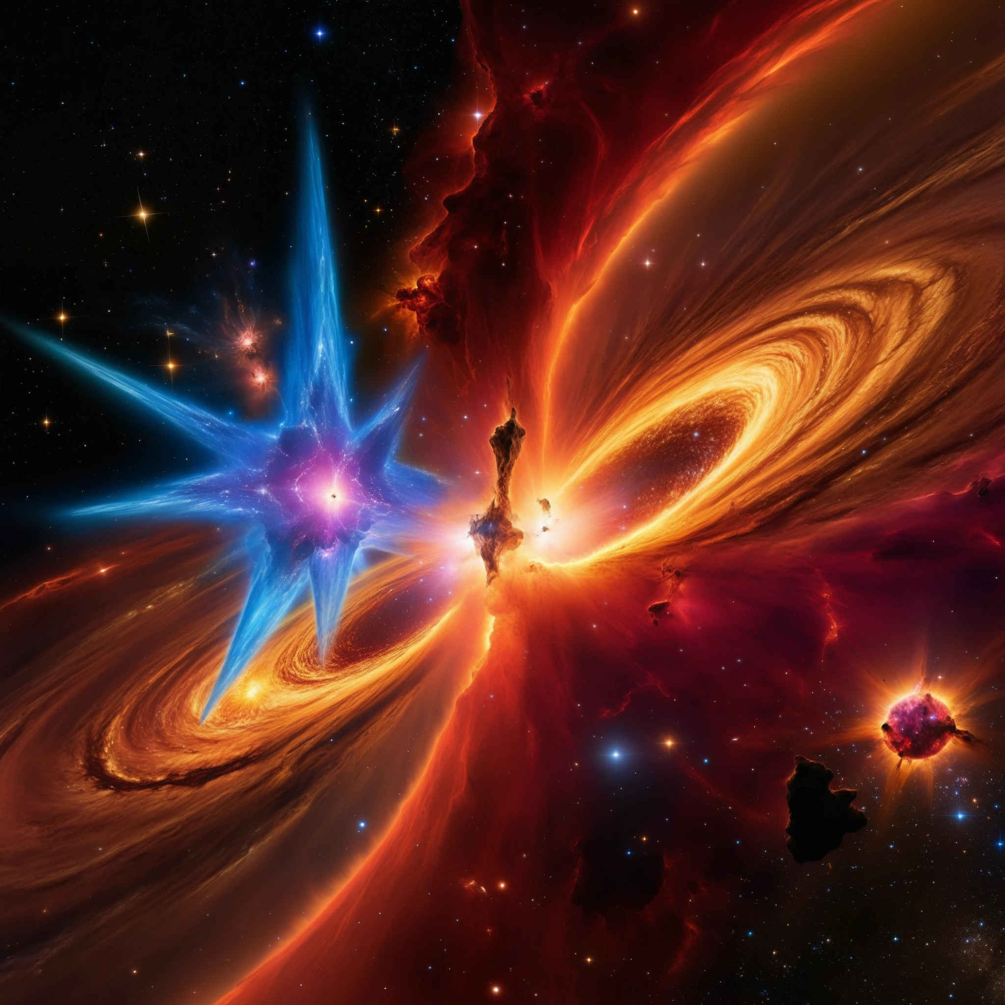 Witness the universe's fury as dying stars collide amidst parallax chaos