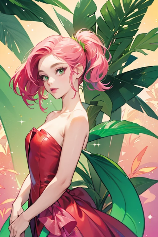 She is a lime green with jungle green fins, dark pink lips, and gills on the side of her head. She wears a red dress. In many of her few appearances, she has been colored pink, although this variant was never considered to be a normal variant for her. SPARKLE; GLITTER