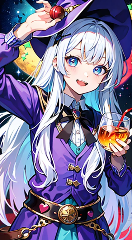 Masterpiece, best quality, wizard tea party, magic tea party, magic, chibi, handsome witches, highly detailed realistic eyes, happy, vibrant, colorful,