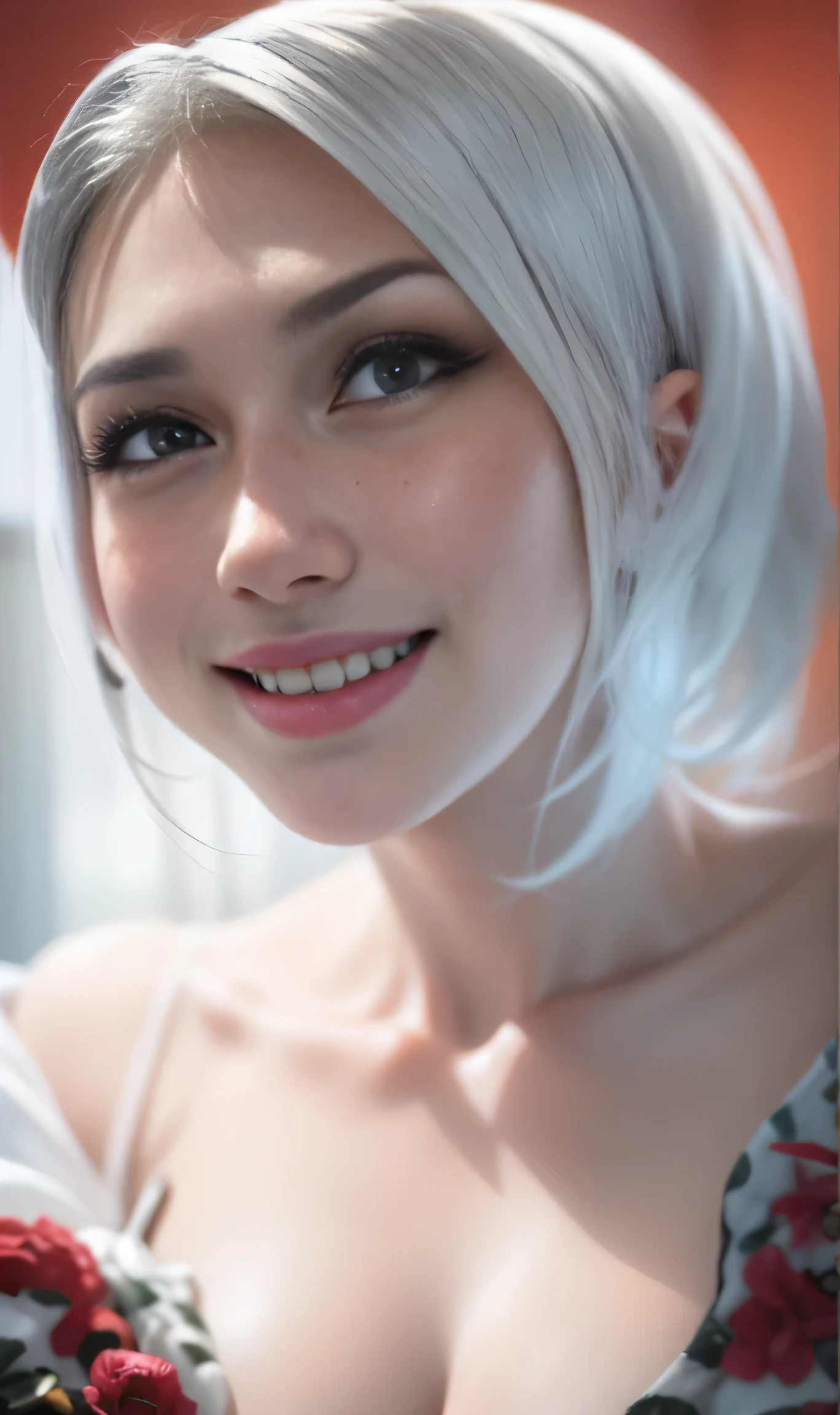 Random posture, mix4,(8k, RAW photo, best quality, masterpiece:1.2), (realistic, photo-realistic:1.37),1girl,cute,cityscape, night, rain, wet, professional lighting, photon mapping, radiosity, physically-based rendering,, gradient black colour hair,, White hair, short curly hair, handsome, girl, white ball suit, top quality picture, high resolution, 1080p, (clear face), (detailed facial description), (detailed hand description), (masterpiece), (exquisite CG), extreme light and shadow, messy hair, master's work, rich details, (fine facial features), (highest quality picture), (masterpiece), (detailed eyes),Look ahead with your eyes,Fine collarbone