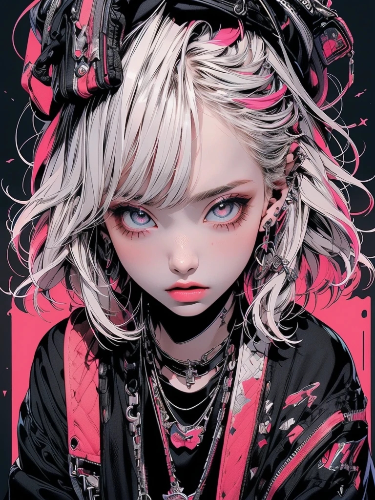 ((((dramatic))), (((gritty))), (((intense))) film poster featuring a young platinum white hair woman as the central character. She stands confidently in the center of the poster, wearing a stylish and edgy Harajuku-inspired hip hop outfit, with a determined expression on her face. The background is aesthetic atmospheric dark and gritty, with a sense of danger and intensity. The text is bold and attention-grabbing, with a catchy tagline that adds to the overall feeling of drama and excitement. The color palette is mainly dark with splashes of vibrant neon colors, giving the poster a dynamic and visually striking appearance,tachi-e
(magazine:1.3), (cover-style:1.3), fashionable, woman, vibrant, outfit, sexy seductive posing, front, colorful, dynamic, background, elements, confident, expression, holding, statement, accessory, majestic, coiled, around, touch, scene, text, cover, bold, attention-grabbing, title, stylish, font, catchy, headline, larger, striking, modern, trendy, focus, fashion,
