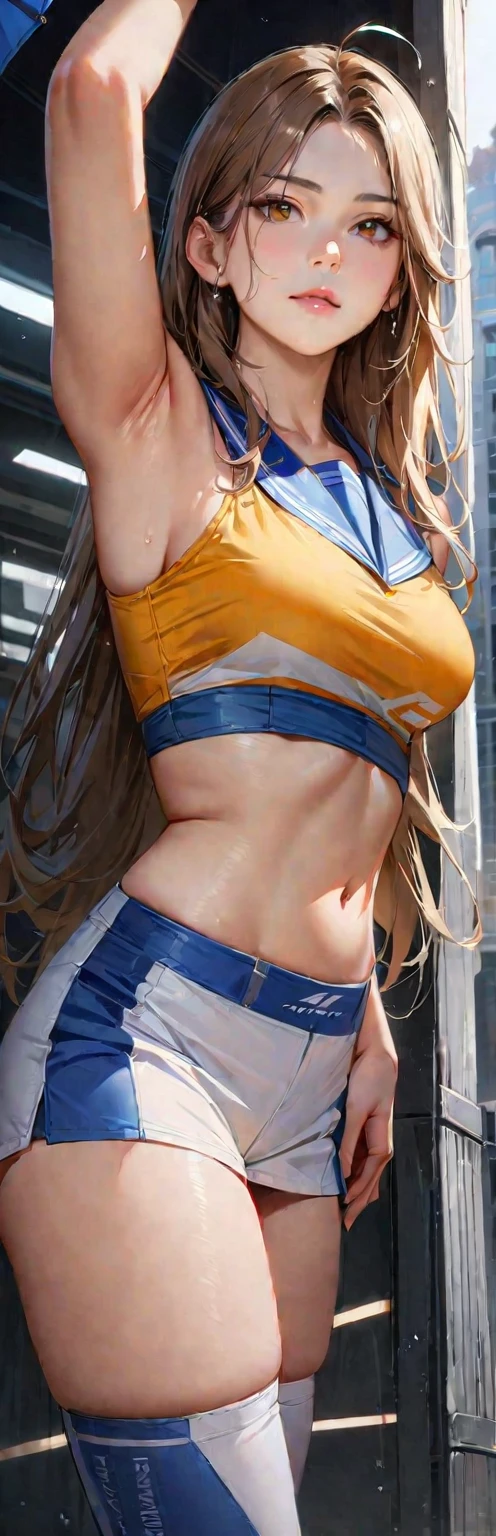 (highest quality, 8k, 32k, masterpiece, 超High resolution:1.2), (RAW Photos), (Realistic), (photoRealistic:1.2), (High resolution), Large file size, Very detailed, a7SIII., serafuku, masterpiece、3D、Realistic、Ultramicrograph、Detailed and best quality、Very detailed CG Unity 8k wallpaper、full:1.3、stand、From below、Intricate details、(1 female,)、Dynamic English、,(masterpiece, highest quality:1.2), 1 girl, alone,Are standing_Split, ,(masterpiece, highest quality, Realistic, High resolution, photo shoot, :1.3), Extremely close up shot, Genuine, masterpiece, highest quality, slim body line, Cute face,((Formula One)), background, Perfect Eyes:1.2, Fine grain:1.4, Very long hair, Ahoge, Cowboy Shot, Umbrella LORA, I have an umbrella, Maya-Natsume-KJ, Race_Queen, Clothing cutouts, View your viewers, Ultra-realistic 8K CG, masterpiece, ((ultra-detailed background, Delicate pattern, Intricate details)), highest quality, Intricate details, One girl, alone, (masterpiece:1.6, highest quality),