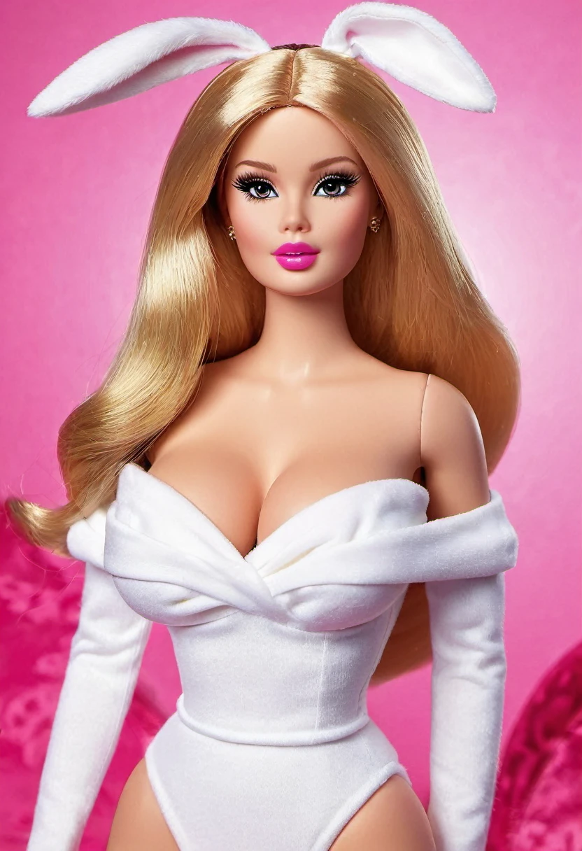 (masterpiece, best quality: 1.2), 1 Barbie, Golden Eyes, Delicateeyes, puffy lips,, Wide hips, ,Beautiful face, , bunny suit, , Huge natural breasts,