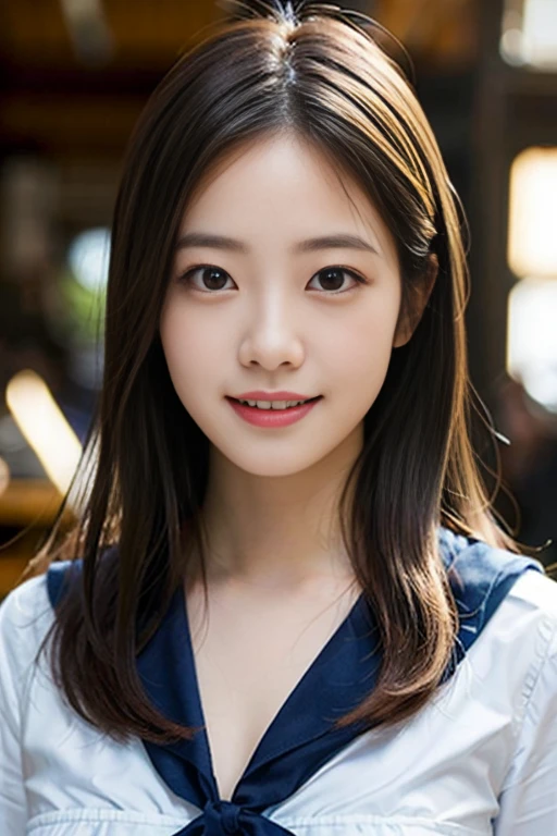 (8k、RAW Photos、highest quality、masterpiece:1.2)、(Realistic、Realistic:1.37)、Very detailed、超A high resolution、1 girl、View your viewers、Beautifully detailed face、Laughter、narrow、(Tight waist) :1.3)、beautiful detailed skin、Skin Texture、floating hair、Professional Lighting、Human whole body、blonde、Height of Japanese people 、Sailor suit、Twin hairstyles、E Cup、smile、16 years old、Red ribbon、Baby Face、Inside the Dinosaur Museum、Whole Body Ezbian,((Sailor suit)),