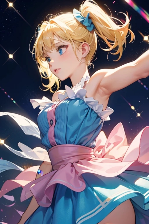 She is a transparent with a dark blue outline Like her sea star counterpart, she has blonde hair with pigtails and wears a pink dress. SPARKLE; GLITTER