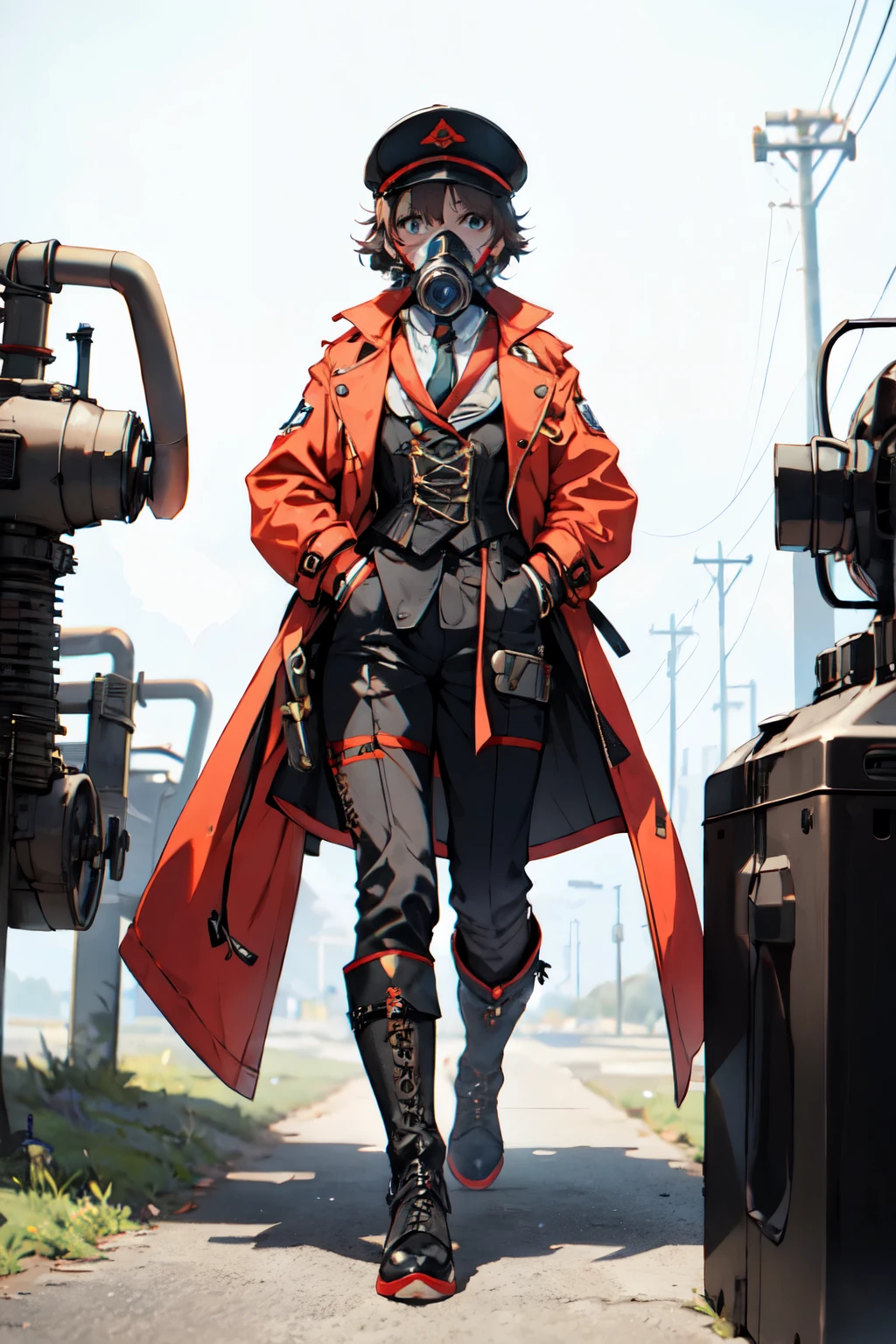 Mechanical Eye,Corset coat,boots,Gas Mask,Wear a hat,neutral