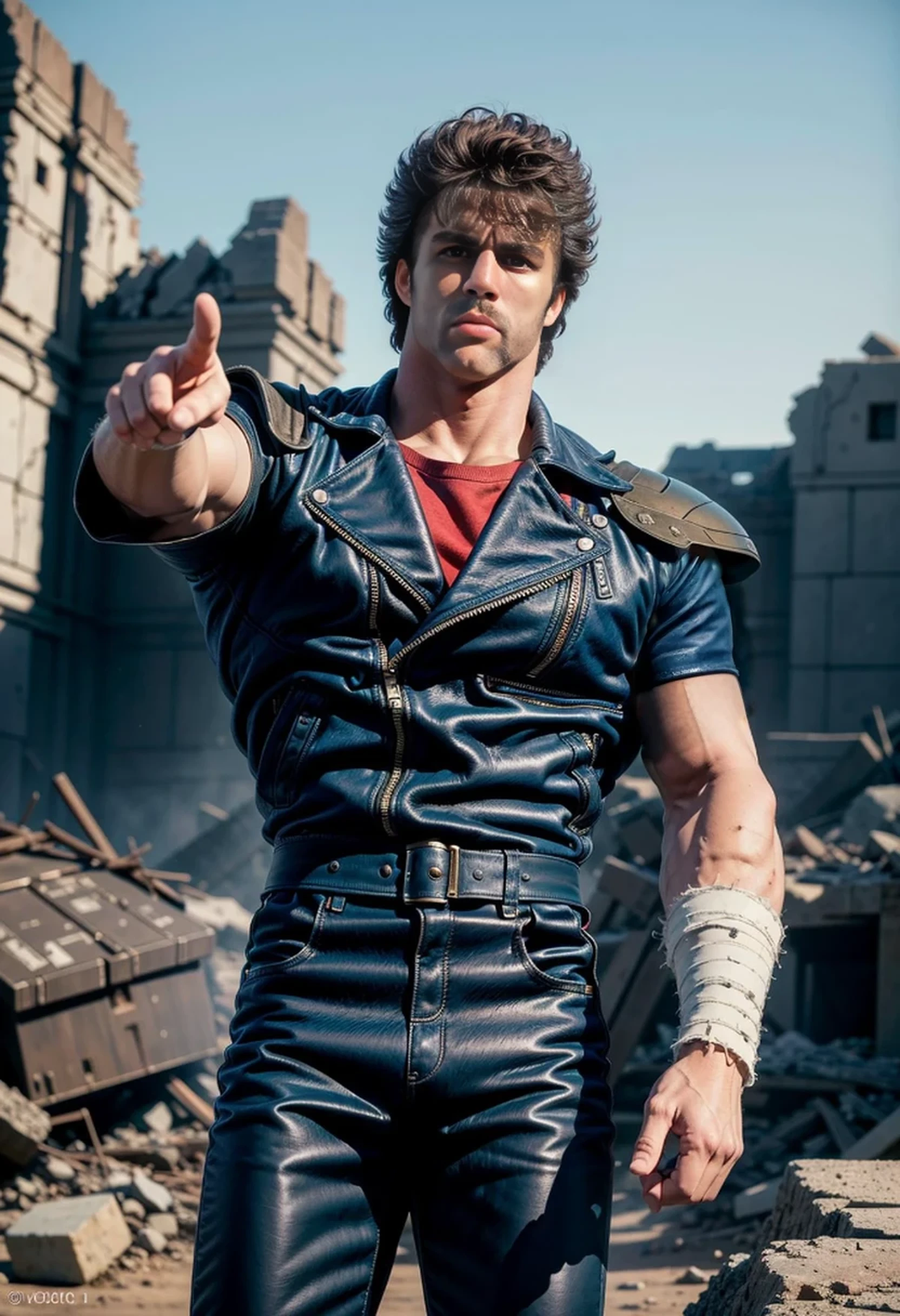 Short sleeve, made from leather, dark blue color