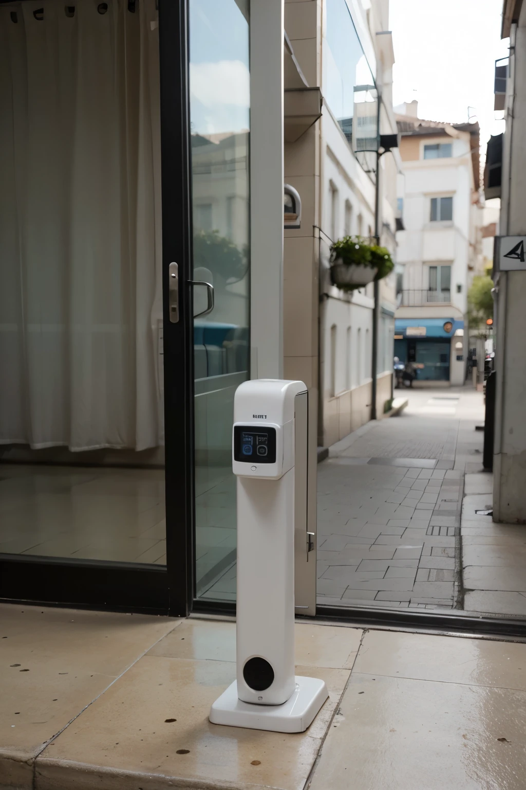 Mini sensor minimalista en la esquina superior de una ventana
