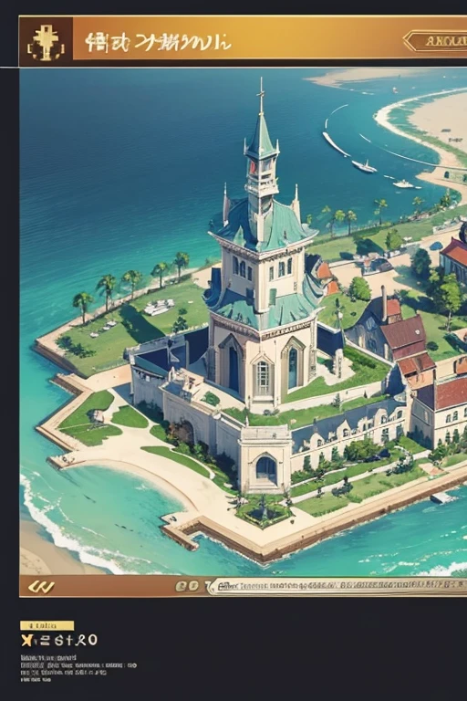 fantasy world, estilo isekai de anime, zona de comercio en la playa, estilo pixel art