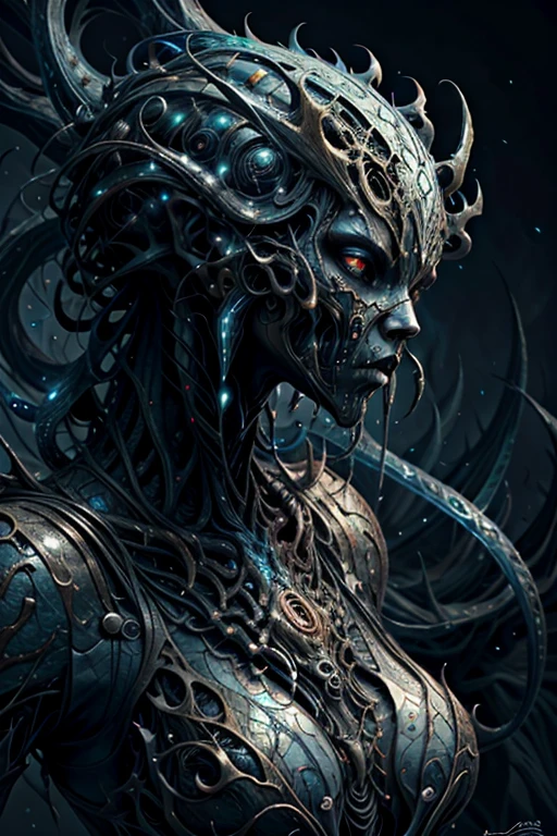 best quality,4k,8k,highres,masterpiece:1.2,ultra-detailed,realistic:1.37, menacing creatures,monstrous,exquisite,poisonous,haunting,breathtaking design,dynamic angle,from the side,fractalized,(An extraplanar creature is floating around, shooting an acid beam. Its body resembles lovecraftian horrors),intricate patterns,mysterious atmosphere,shadowy brilliance,dimly lit, intense focus on details,gloomy and enigmatic, vivid colors,vibrant hues,subtle shading,stark contrast, soft and diffused lighting,casting eerie shadows, (exquisite biome),dense corrupted swamp,mystical glow, imposing and menacing presence,nightmarish encounter,ominous aura,mystifying allure,venomous secretion, sinister vibration,spreading unease,inducing awe, magnificent creature,dark enchantment, gothic