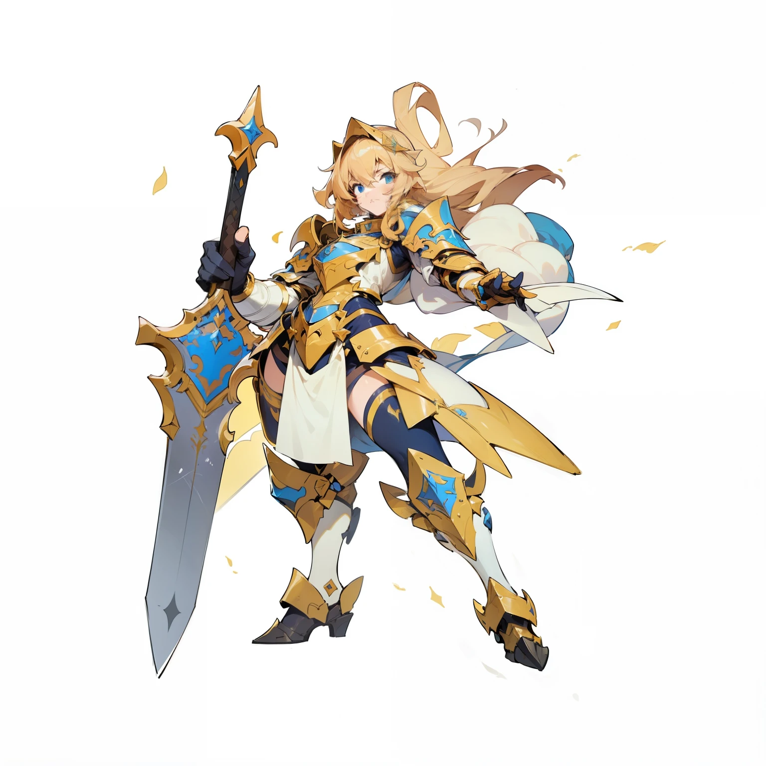 Anime character holding a sword and armor holding a sword, female Paladin, gorgeous female Paladin, picture of female Paladin, portrait of female Paladin, Knight of the zodiac girl, Paladin!, gold Paladin, Armor Girl, Paladin, Mechanized Warrior Girl, final fantasy tactical characters, Official Character Art, Duelist Style
