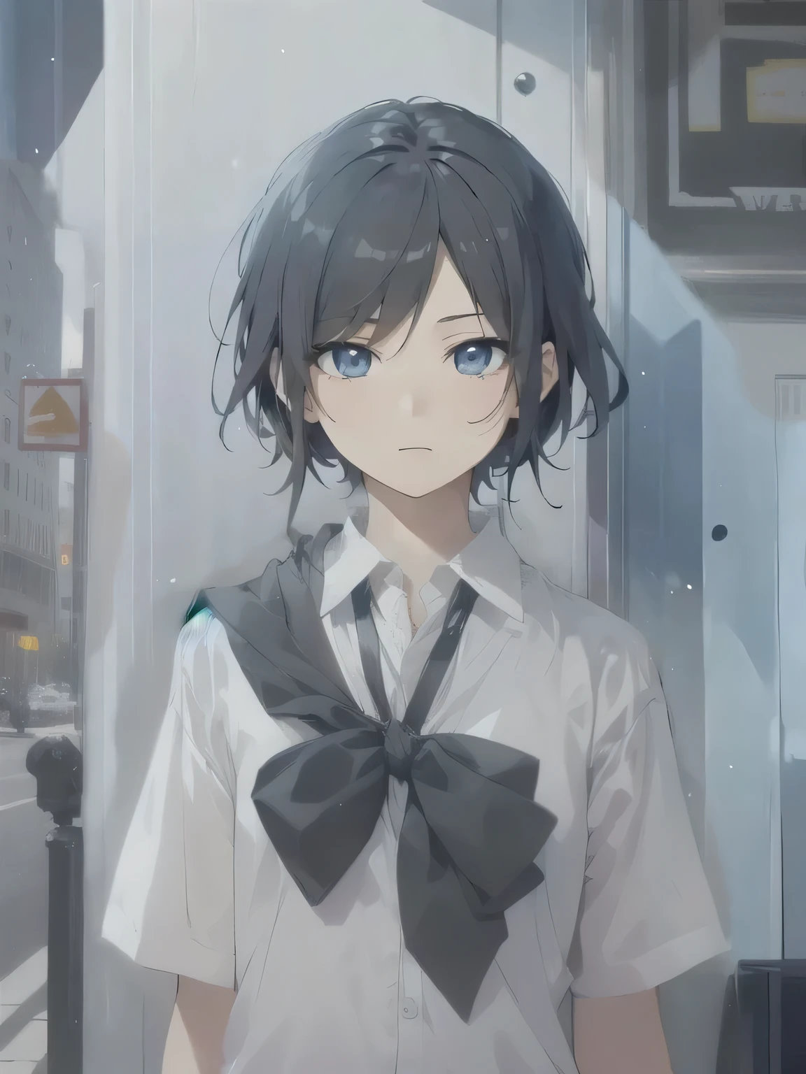 ultra-absurdres-Top quality by artist God, Super detailed, high resolution, Anime cute art style, Best Anime 8K Konachan Wallpapers, pixiv contest winners, pool:2810, Perfect anatomical structure,rest, 1 Girl, (Please draw a girl walking sleepily to School alone. )rest,(Solitary,Small females, :1.3),Complete limbs, Full fingers,a junior high School student, (Very short hair), shortcut, flat chest, , Small butt, Small black eyes, Beautiful and delicate eyes, Iris and pupil are well proportioned, expressive eyes, High resolution detailed hair, Soft expression, School_, Official_spare_Costumes, Pleated Skirt,(Detailed lighting), (Detailed background), On the school commute. rest,Super delicate skin, Best cinematic lighting powered by famous artist, 8k,Beauty illustration,Photoshop_(Moderate),very aesthetic,rest,((artist:Yaesu_South )), artist:Ming Wuyou ,artist:Oyariashto ,artist:Guande ,