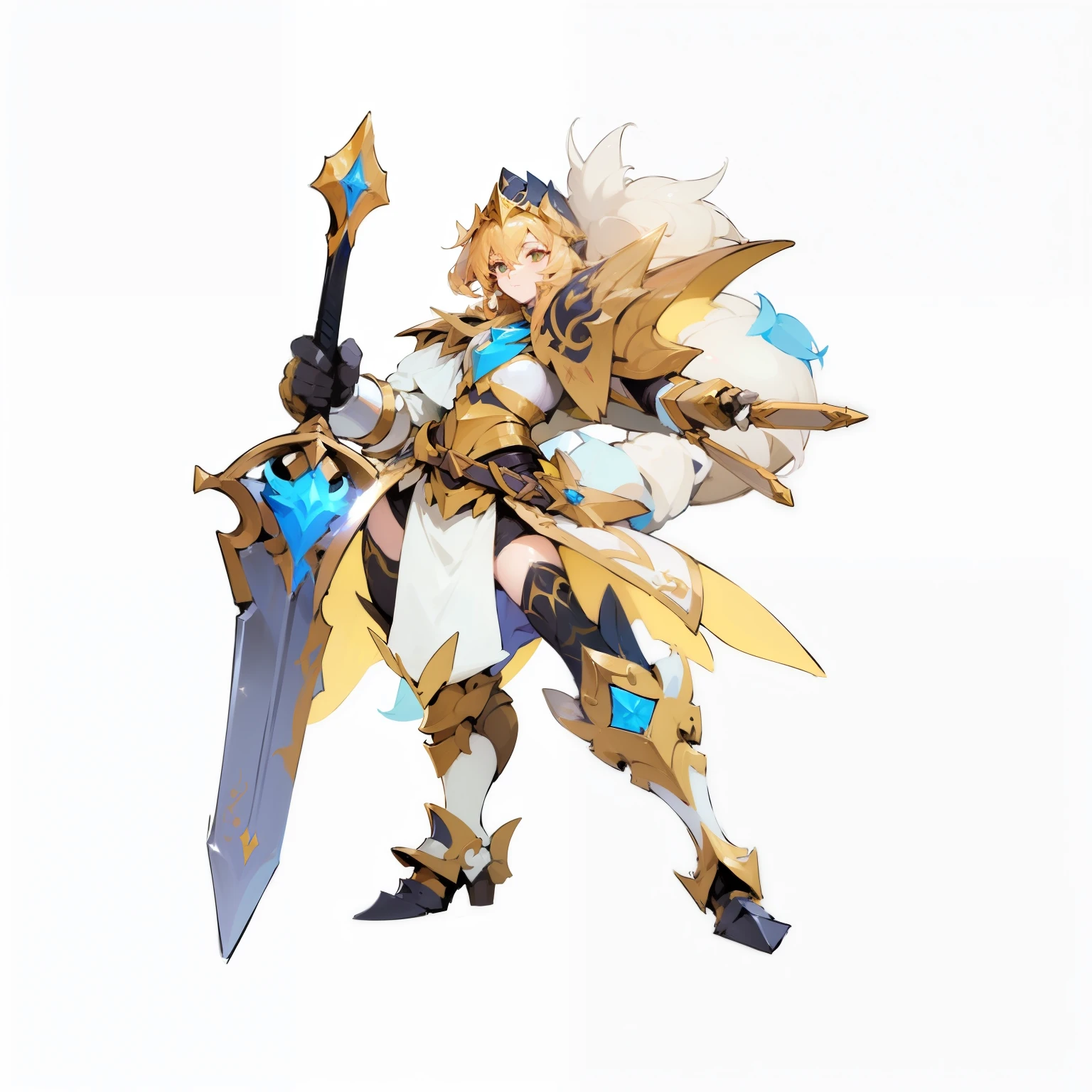 Anime character holding a sword and armor holding a sword, female Paladin, gorgeous female Paladin, picture of female Paladin, portrait of female Paladin, Knight of the zodiac girl, Paladin!, gold Paladin, Armor Girl, Paladin, Mechanized Warrior Girl, final fantasy tactical characters, Official Character Art, Duelist Style