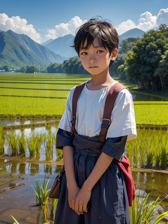  village boy in a ricefield