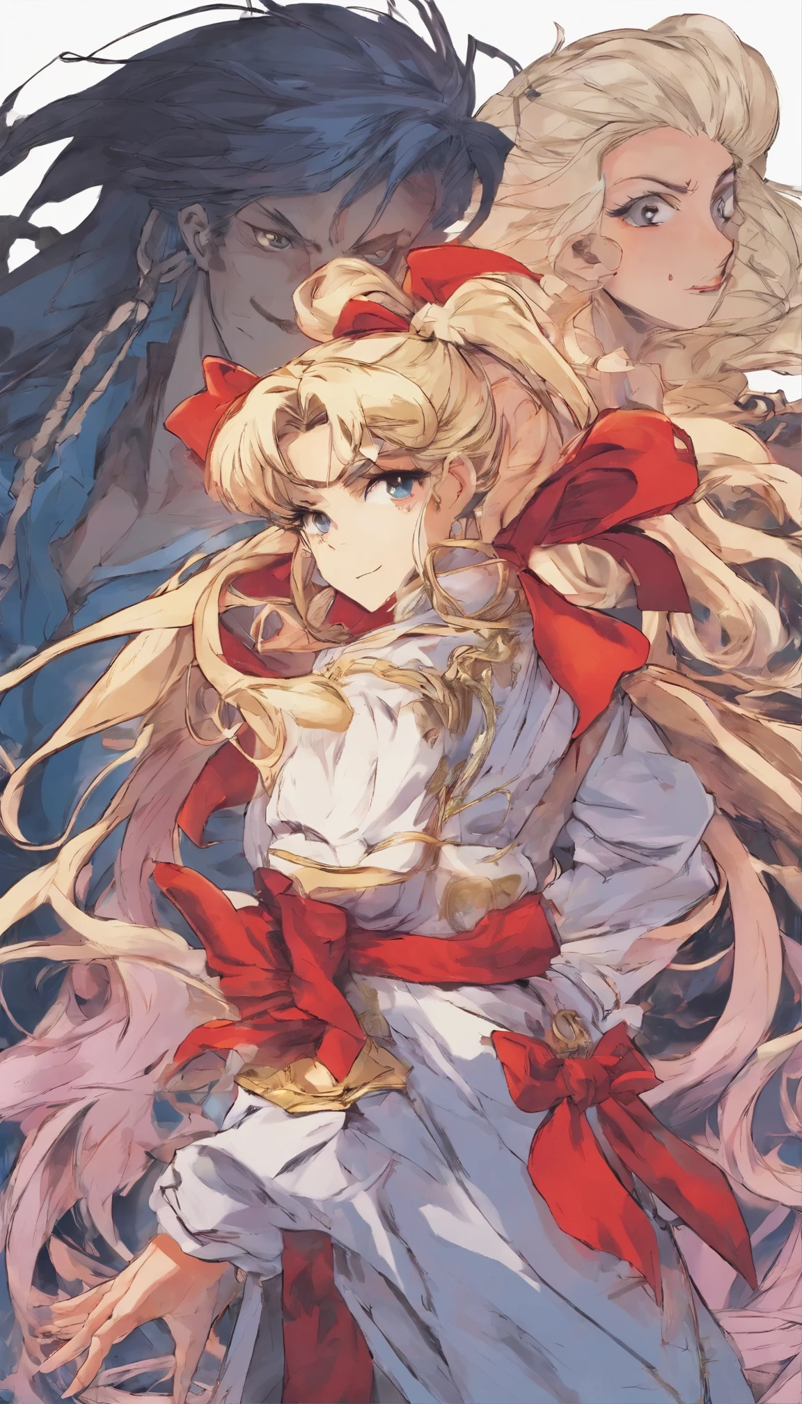 masterpiece、highest quality、Ultra-high resolution、Beautifully detailed hair reminiscent of Sailor Moon's iconic twin tails、Perfection personified、anime、Japan、Attractive and ever-popular characters、Elegant sailor suit、Red ribbon、Moon Symbol、Soft look、Enchanting、Akira Toriyama、Naoko Takeuchi、Or the artistic mastery of Yoshihiko Ike、Creates a magnetic aura、animeのストーリーテリングの魔法の真の証。
