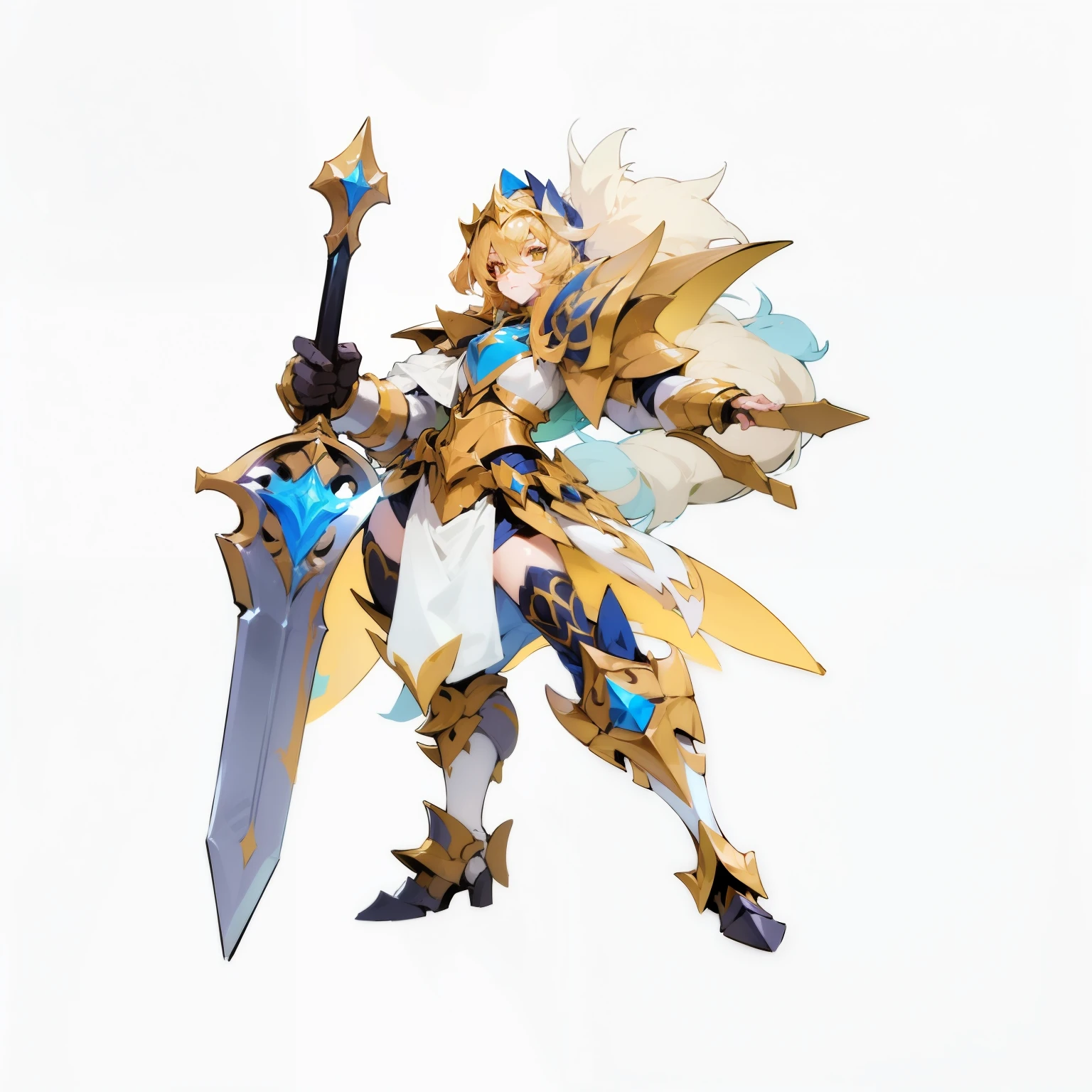 Anime character holding a sword and armor holding a sword, female Paladin, gorgeous female Paladin, picture of female Paladin, portrait of female Paladin, Knight of the zodiac girl, Paladin!, gold Paladin, Armor Girl, Paladin, Mechanized Warrior Girl, final fantasy tactical characters, Official Character Art, Duelist Style