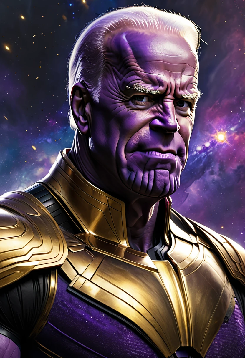 realistic portrait photo of Joe Biden as thanos
