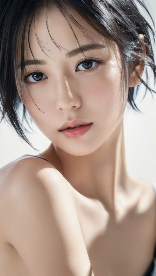 (masterpiece:1.3), (8k, photorealistic, RAW photo, best quality: 1.4), japanese, (1girl), beautiful face, (realistic face), (black hair, short hair:1.3), beautiful hairstyle, realistic eyes, beautiful detailed eyes, (realistic skin), beautiful skin, attractive, ultra high res, ultra realistic, highly detailed, full body