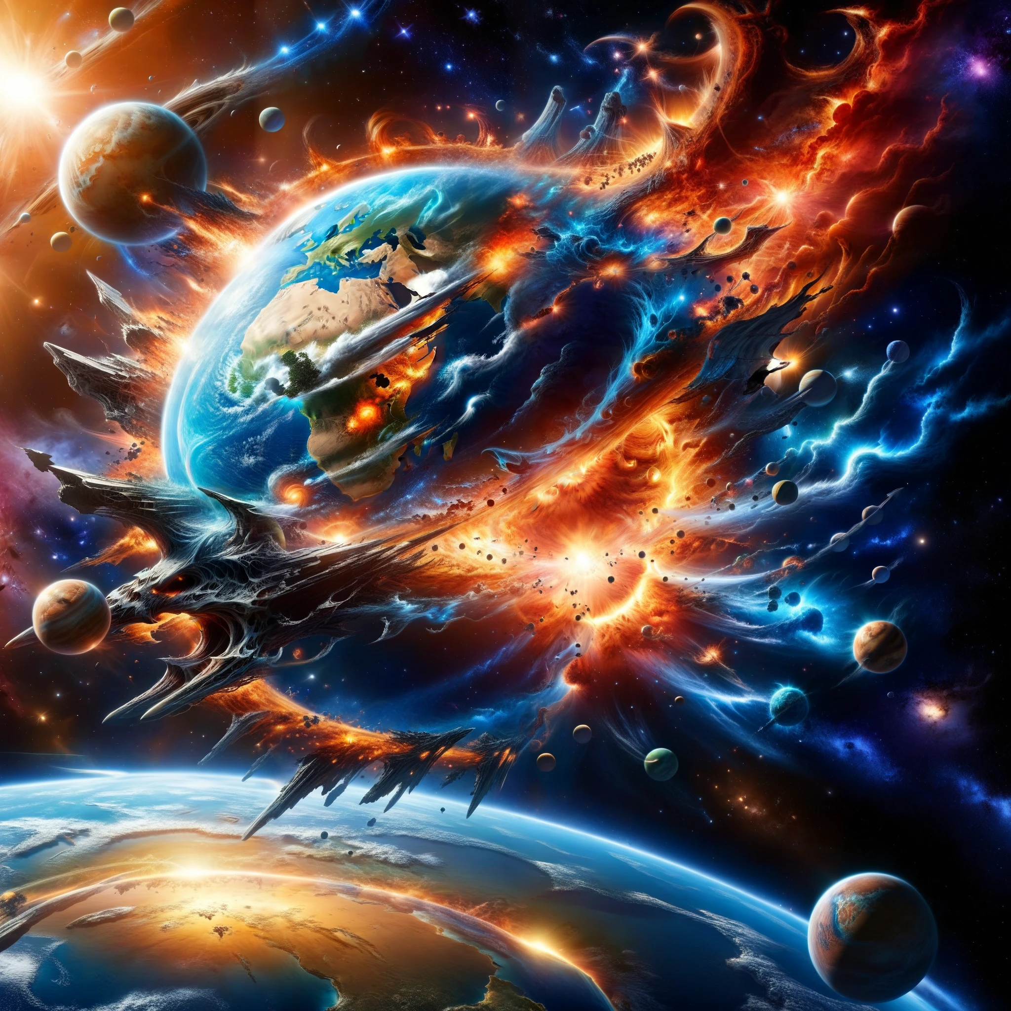 Behold the tragedy of dying worlds, suffocating in the grasp of cataclysmic forces.