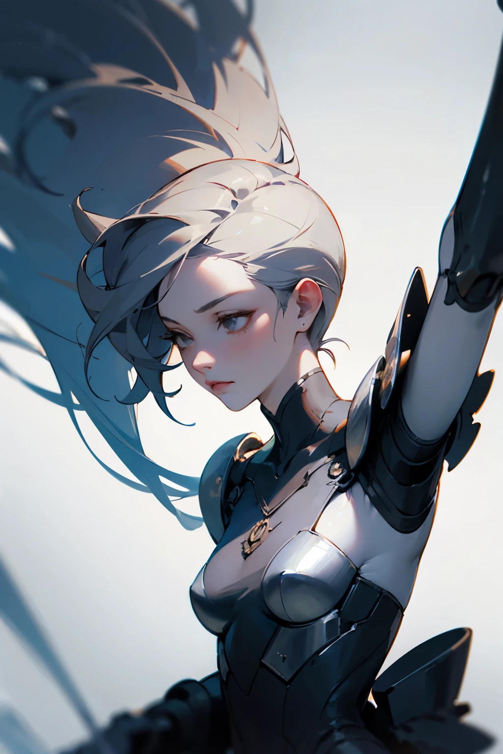 (1 Girl:1.3), Solitary, __body parts__ Delicate and realistic skin, Pale skin,official art, Unity 16k HD wallpaper, Ultra Detailed, beauty and aesthetics, beauty, masterpiece, best quality, In cyberpunk city background, wonderful atmosphere, Calming color palette, A calm mood, Soft shadows,Dressed in European medieval armor, charm,Charming,Graceful and graceful,Elegant,Rich details of clothes