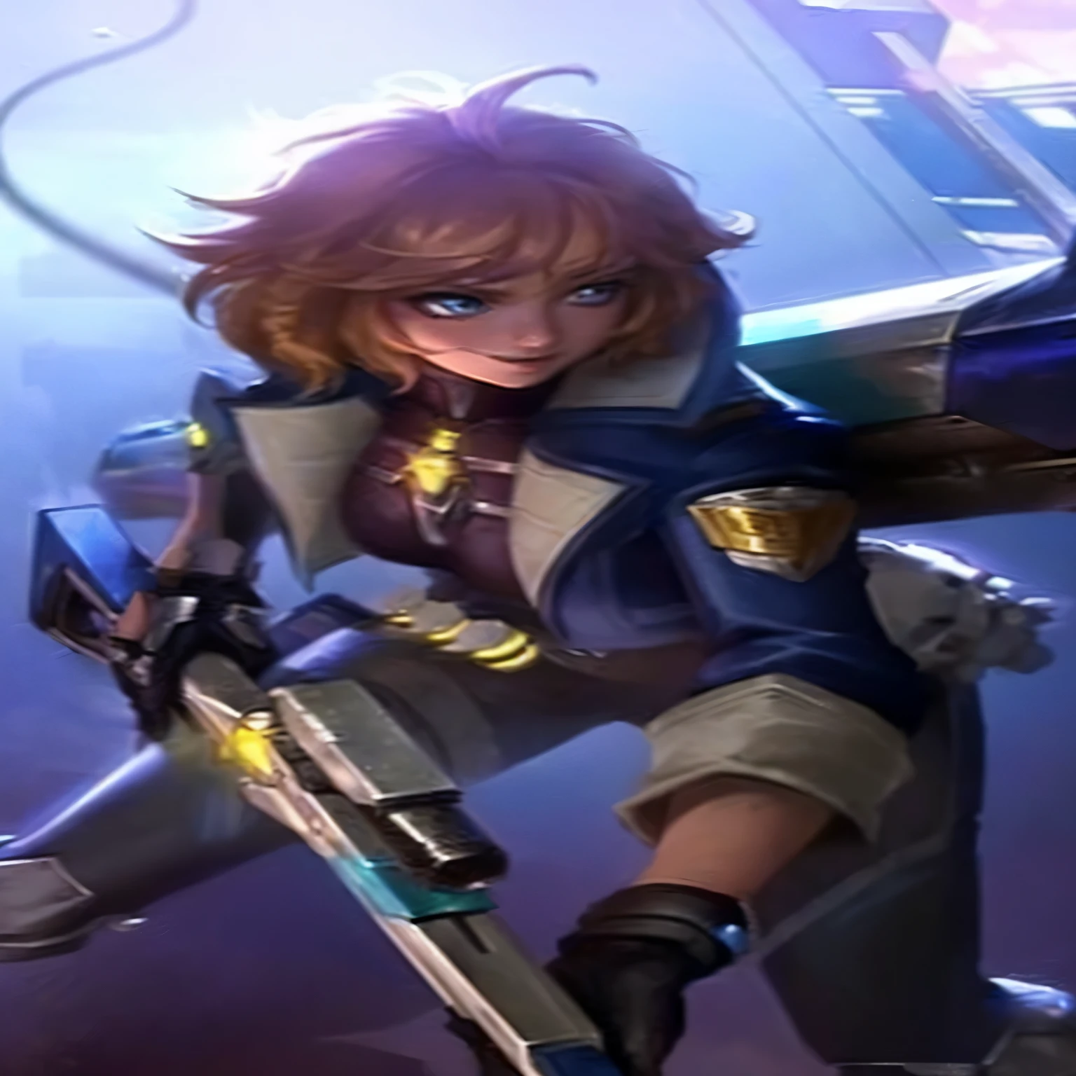 a woman in a blue and white outfit holding a sword, zenra taliyah, taliyah, ezreal (league of legends, youthful taliyah, qiyana, valentina remenar, kda, orianna, inspired by Li Shida, annie lebovetz, ashe, extremely detailed artgerm, riven, vivy, mechanized valkyrie girl