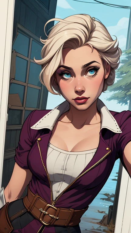 Personagem mulher estilo atompunk Fallout 4 Rainha Anna de Arendelle com marcas de guerras Imagem de desenho animado de uma mulher .Ilustra??o estilo desenho animado, estilo de arte dos desenhos animados, estilo de arte dos desenhos animados, digital illustration style, estilo atompunk design de personagens altamente detalhado, arte digital detalhada coragem, Forest fan art, Design de personagens de retrato, beautiful digital illustration, retrato de alta qualidade, Arte em quadrinhos, mulher jovem cabelo com transas lindas . Queen Anna of ArendelleBeautiful lined eyes Medium large bust and wonderful sexy clothes. image expression of sexual desire from waist to head illustration Queen Anne of Arendelle atompunk style Fallout 4