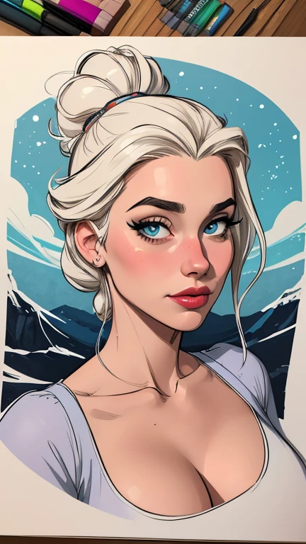 Personagem mulher estilo atompunk Fallout 4 Rainha Anna de Arendelle com marcas de guerras Imagem de desenho animado de uma mulher .Ilustra??o estilo desenho animado, estilo de arte dos desenhos animados, estilo de arte dos desenhos animados, digital illustration style, estilo atompunk design de personagens altamente detalhado, arte digital detalhada coragem, Forest fan art, Design de personagens de retrato, beautiful digital illustration, retrato de alta qualidade, Arte em quadrinhos, mulher jovem cabelo com transas lindas . Queen Anna of ArendelleBeautiful lined eyes Medium large bust and wonderful sexy clothes. image expression of sexual desire from waist to head illustration Queen Anne of Arendelle atompunk style Fallout 4