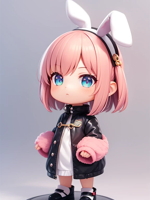 PopMart blind box IP, Chinese zodiac, Super cute boy wearing a bunny shaped hat, Technology elements, Fashionable clothes, Streamlined 3D/C4D production: 8K high-definition picture quality/light/Ultra-fine lens depiction 1.5, Flawless, chibi background/Movie Feel.