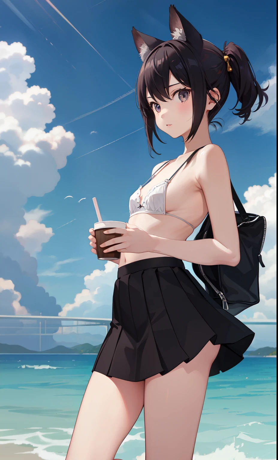 girl、かわいいgirl、(Small breasts、A Cup)、Flat chest、naked、panties、In underwear、skirt、