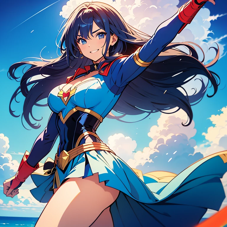 capitana marvel. beautiful 22 year old superhero girl. cabello rubio brillante sonrisa, rubor, ojos celestes. pechos grandes, disfraz de superheroe azul y amarillo. volando por el cielo , cabello rubio . piel clara rubia. pechos grandes. cuerpo completo, super girl suit. Super Short skirt, cleavage, tiny suit, trasero grande, sexy girl, showing more skin, side boob, tiny top suit, hard niples, super short skirt, tight suit, mostrando ombligo, escote enorme