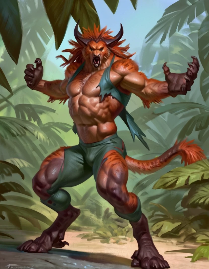 Anthro male muscular man morphing into anthro ifrit, by taran fiddler ...