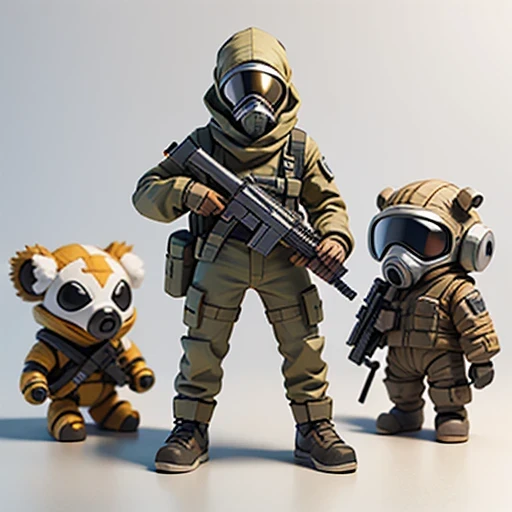 Alafud Soldier with gas mask and gun, Sanya Toys, Guerrilla, vinyl toy figurine, Highly detailed toys, Future combat equipment, Stop motion vinyl characters, Soldier, Marmoset Rendering, camouflage equipment, Octane Rendering”, Octane Rendering ”, Ninja, Vinyl Action Figures, Personagem pequeno. Unreal Engine 5,(((Pure cotton plush)))