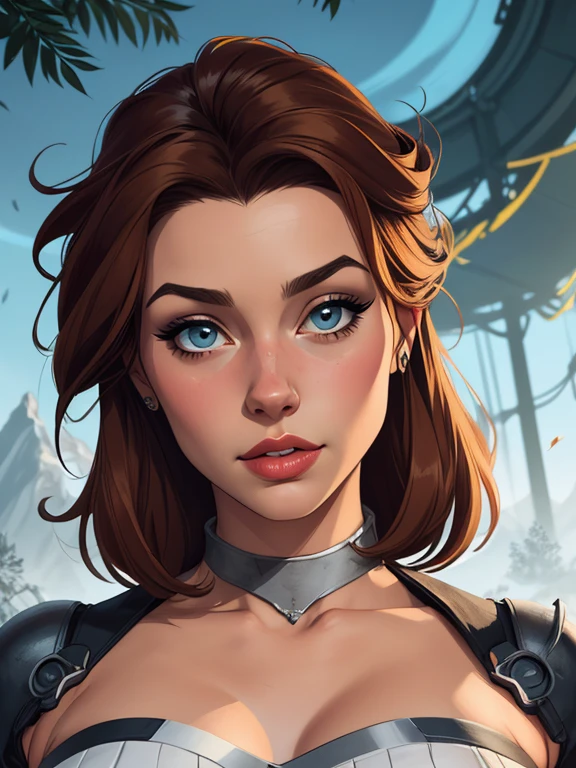 Personagem mulher estilo atompunk Fallout 4 mas max Rainha Anna de Arendelle com marcas de guerras Imagem de desenho animado de uma mulher .Ilustra??o estilo desenho animado, estilo de arte dos desenhos animados, estilo de arte dos desenhos animados, digital illustration style, estilo atompunk design de personagens altamente detalhado, arte digital detalhada coragem, Forest fan art, Design de personagens de retrato, beautiful digital illustration, retrato de alta qualidade, Arte em quadrinhos, mulher jovem cabelo com transas lindas . Queen Anna of ArendelleBeautiful lined eyes Medium large bust and wonderful sexy clothes. image expression of sexual desire from waist to head illustration Queen Anne of Arendelle atompunk style Fallout 4 mas max 