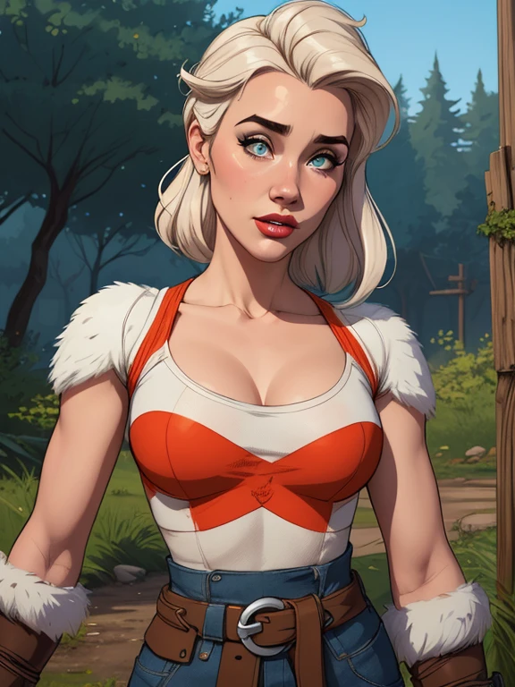 Personagem mulher estilo atompunk Fallout 4 Jennifer Connelly le com marcas de guerras Imagem de desenho animado de uma mulher .Ilustra??o estilo desenho animado, estilo de arte dos desenhos animados, estilo de arte dos desenhos animados, digital illustration style, estilo atompunk design de personagens altamente detalhado, arte digital detalhada coragem, Forest fan art, Design de personagens de retrato, beautiful digital illustration, retrato de alta qualidade, Arte em quadrinhos, mulher jovem cabelo com transas lindas . Queen Anna of ArendelleBeautiful lined eyes Medium large bust and wonderful sexy clothes. image expression of sexual desire from waist to head illustration Queen Anne of Arendelle atompunk style Fallout 4