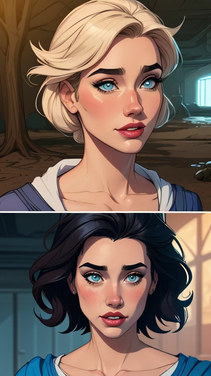 Personagem mulher estilo atompunk Fallout 4 Jennifer Connelly le com marcas de guerras Imagem de desenho animado de uma mulher .Ilustra??o estilo desenho animado, estilo de arte dos desenhos animados, estilo de arte dos desenhos animados, digital illustration style, estilo atompunk design de personagens altamente detalhado, arte digital detalhada coragem, Forest fan art, Design de personagens de retrato, beautiful digital illustration, retrato de alta qualidade, Arte em quadrinhos, mulher jovem cabelo com transas lindas . Queen Anna of ArendelleBeautiful lined eyes Medium large bust and wonderful sexy clothes. image expression of sexual desire from waist to head illustration Queen Anne of Arendelle atompunk style Fallout 4