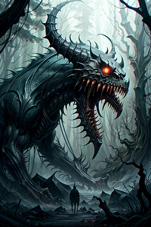 (Extremely detailed 8k wallpaper), a terrible vampire fear elder, complex, highly detailed and dramatic, scary creature, green and black colors, ((horror tone)), background shadows, highest quality, ((extremely realistic)) --auto --s2